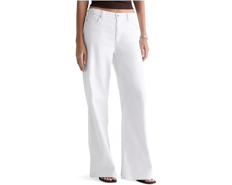 Джинсы Saige Wide Leg из мягкого денима белого цвета с высокой посадкой AG Jeans