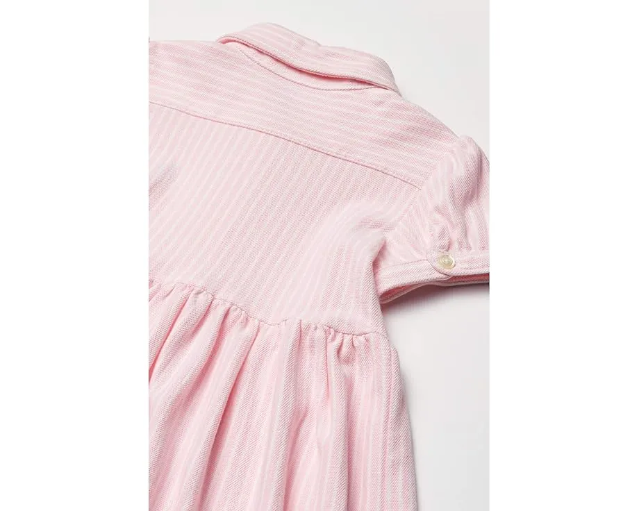 Детское платье Polo Ralph Lauren Kids в полоску с воланами и пышными рукавами