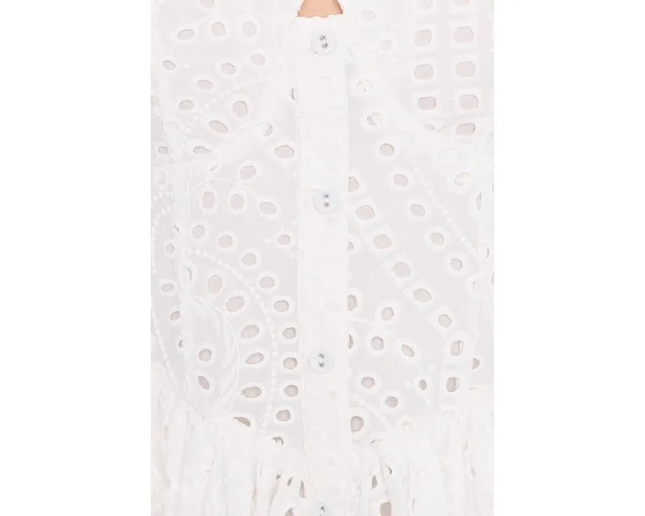 Миди-платье Avec Les Filles с V-образным вырезом и ажурной отделкой