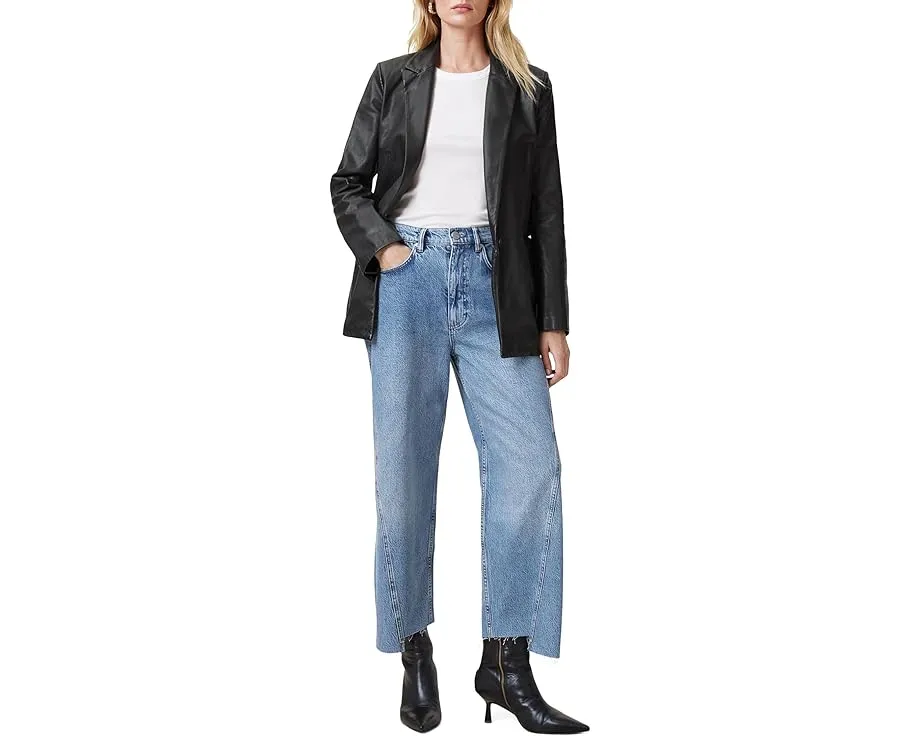 Кожаный блейзер AllSaints Deri с лацканами и длинным рукавом