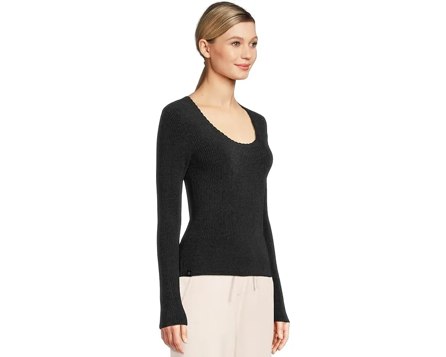 Топ Barefoot Dreams Cozychic Ultra Lite с рифленым краем и круглым вырезом