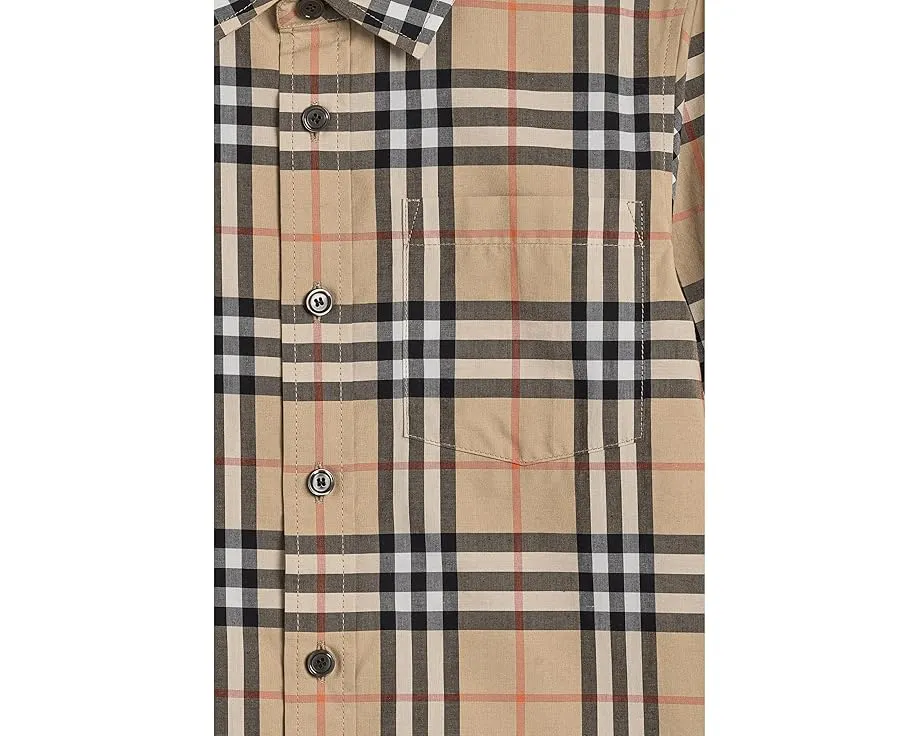 Длинная рубашка Owen Check в клетку Sand от Burberry Kids