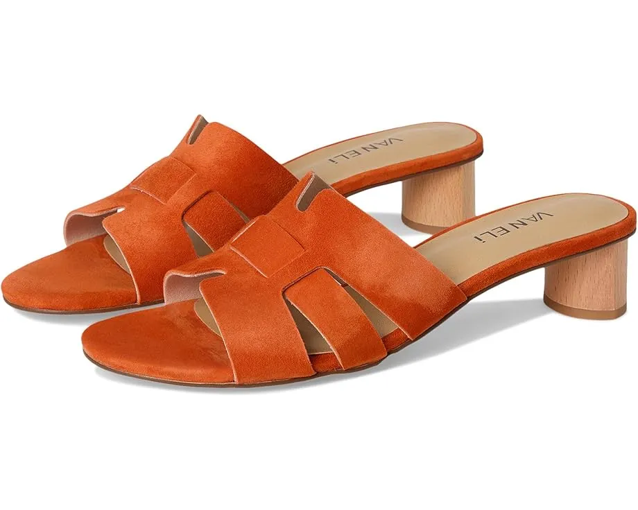 Сандалии Vaneli Heidi с плетеным нубуком и каблуком из дерева