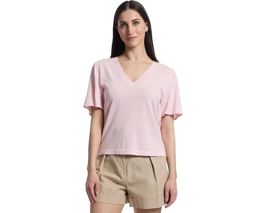 Свитер Lilla P с коротким рукавом и V-образным вырезом для расслабленного образа