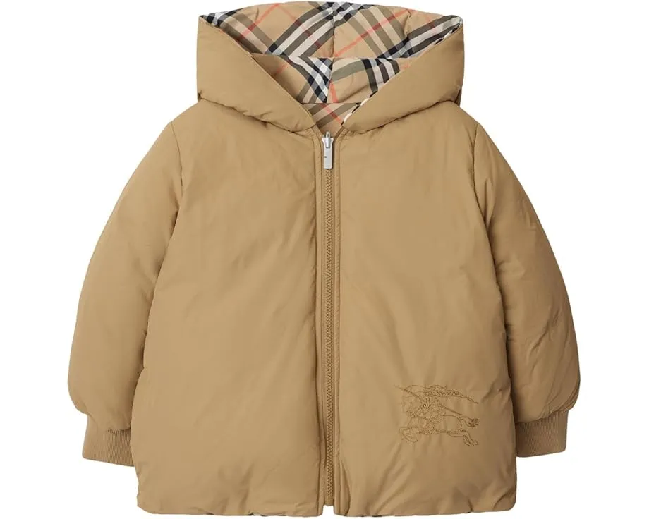 Детская куртка Burberry Kids Axel Puffer с вышивкой и капюшоном