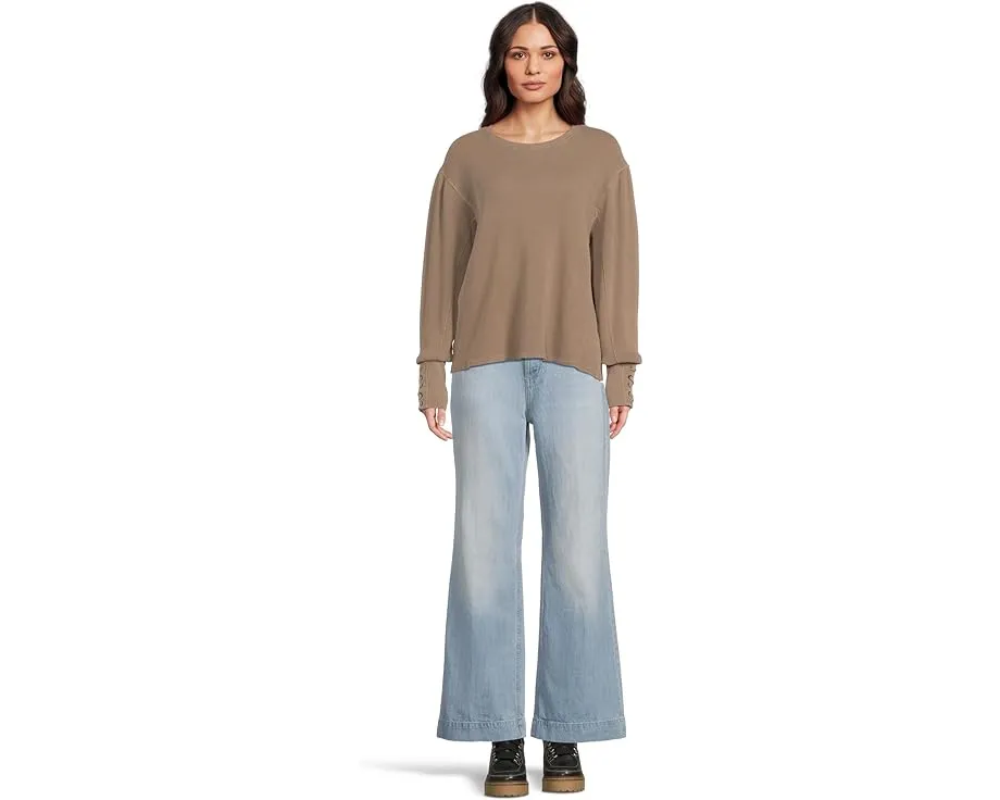 Свободный топ Lapis Cuff от Free People с вафельной текстурой и шнуровкой на манжетах