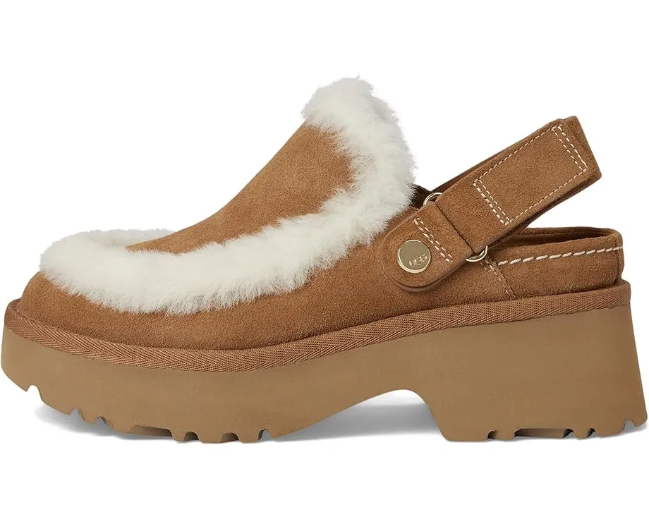 UGG Esmee Clogs сабо из замши с регулируемым ремешком и меховой оторочкой