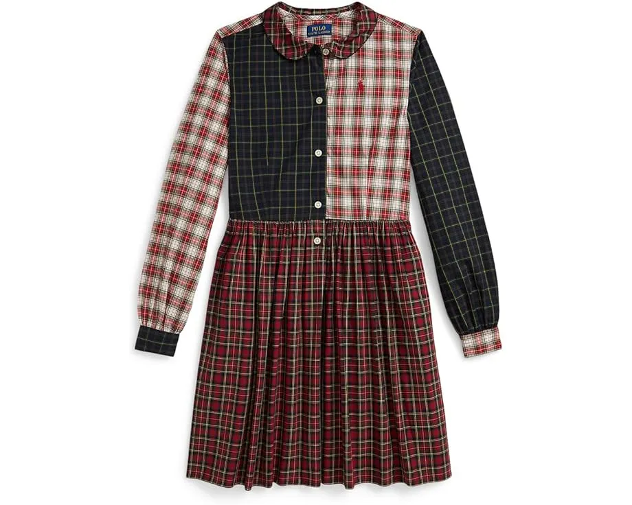 Сорочковое платье из хлопкового поплина в клетку Polo Ralph Lauren Kids