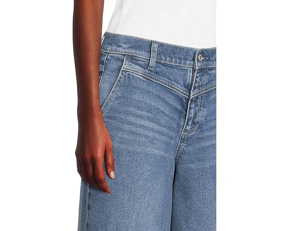 Джинсы-клеш Paige Cameron Wide Leg 31 с кокеткой и карманами как у брюк в цвете Katerina