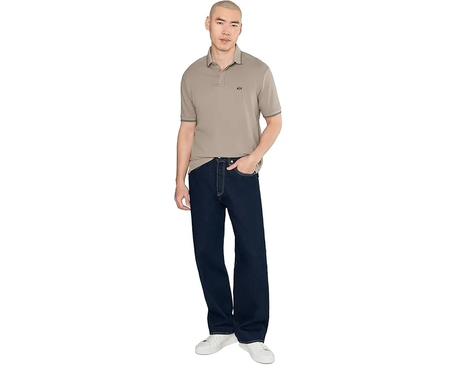 Поло Armani Exchange из стрейч-хлопка пике с классическим кроем и коротким рукавом