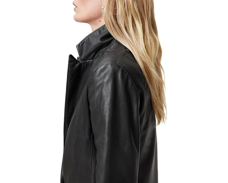 Кожаный блейзер AllSaints Deri с лацканами и длинным рукавом