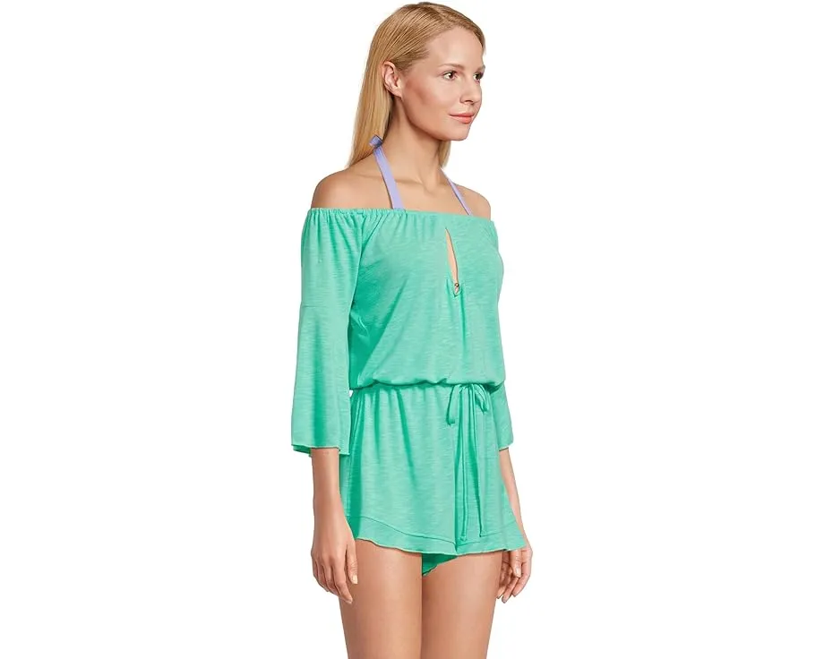 Комбинезон BECCA с открытыми плечами и расклешенными рукавами