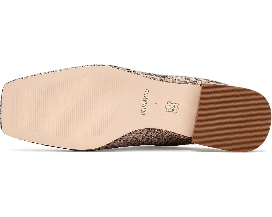 Сандалии Bernardo Porto из рафии с квадратным носком и кожаной подошвой