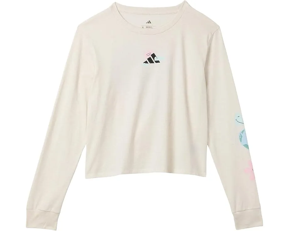 Футболка adidas Kids Regular Fit Heather с длинным рукавом и принтом