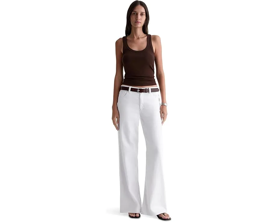 Джинсы Saige Wide Leg из мягкого денима белого цвета с высокой посадкой AG Jeans