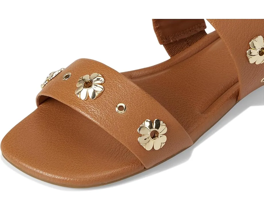 Плоские сандалии Spade Flower Stud из тисненой кожи с регулируемой задней лямкой