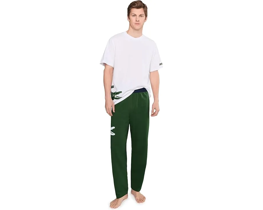 Брюки Lacoste для отдыха из флиса с принтом и прямым кроем