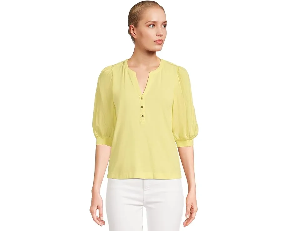 Топ Ronson Knit Top от Lilly Pulitzer с манжетами-буфами и застежкой на пуговицах