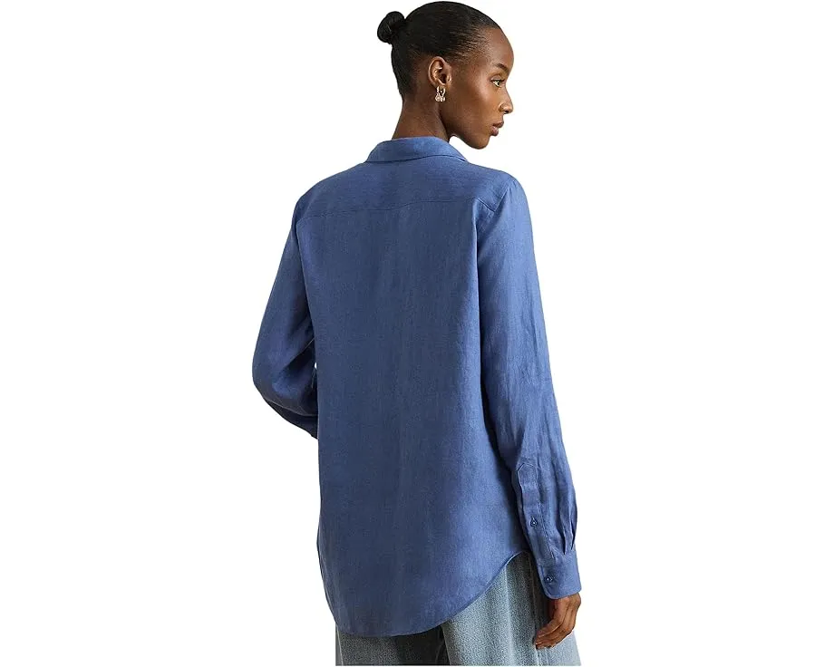 Свободная льняная рубашка Lauren Ralph Lauren с вышитым пони