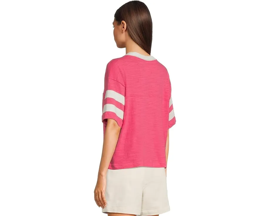 Винтажная футболка Faherty Sunwashed Slub Varsity с V-образным вырезом