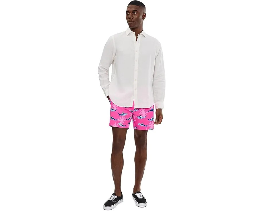 Плавки Chubbies The Great Pink Sharks 14 см с принтом под кожу акулы и защитной подкладкой