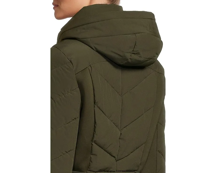 Куртка Chevron с поясом и искусственным мехом от MICHAEL Michael Kors