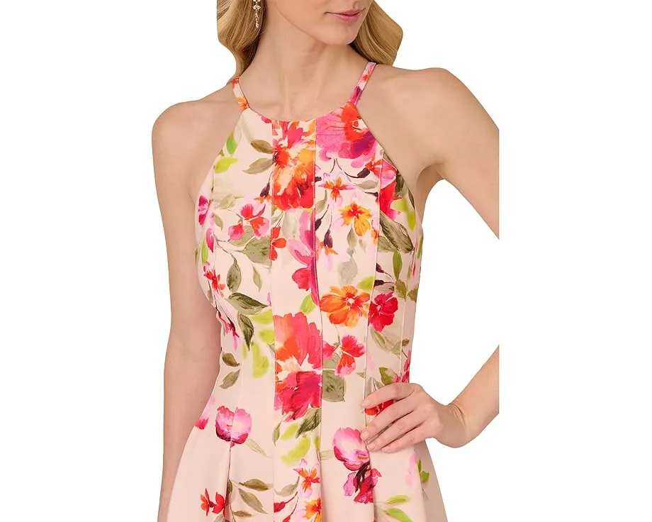 Короткое платье Adrianna Papell с цветочной каймой и силуэтом fit-and-flare