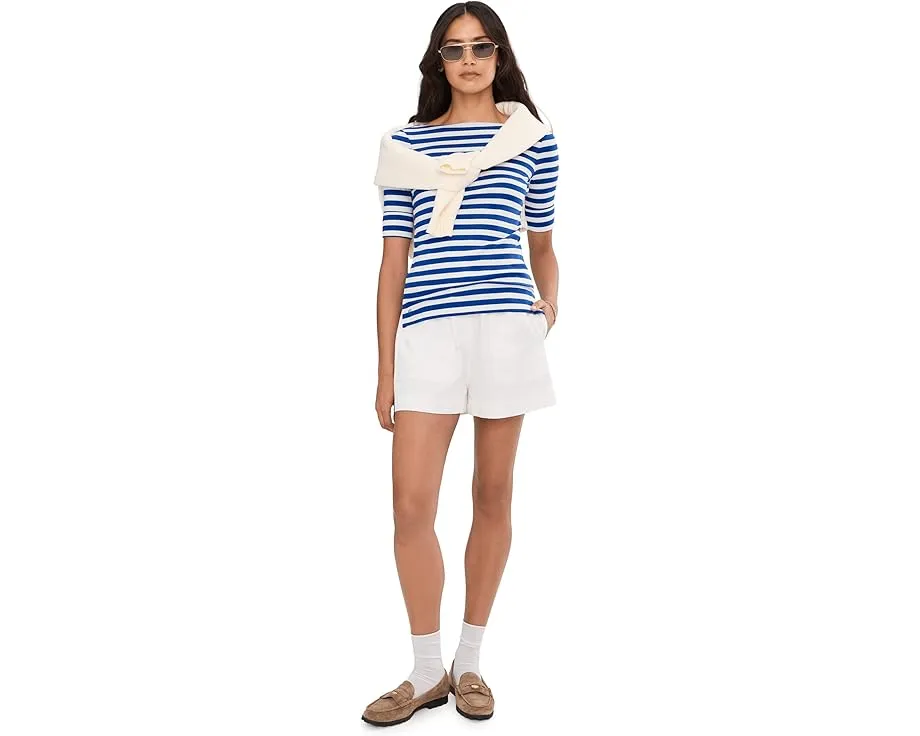 Футболка с вырезом лодочкой из стрейч-хлопка в полоску Lauren Ralph Lauren