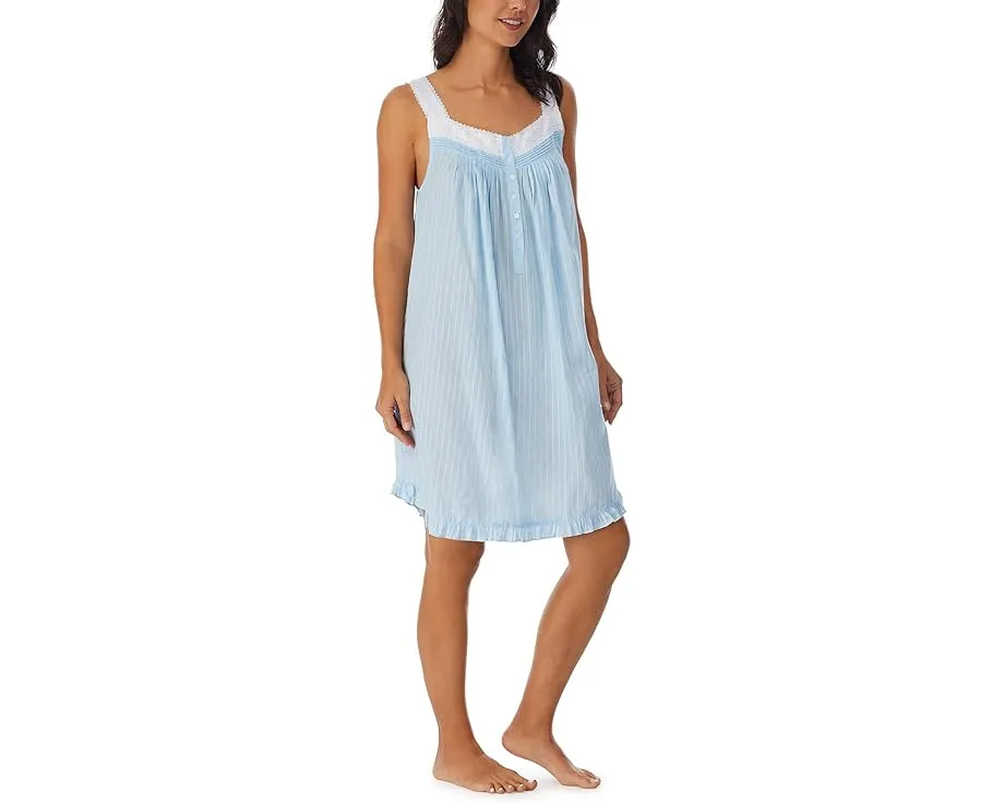 Хлопковая сорочка Eileen West без рукавов с кружевом и оборкой