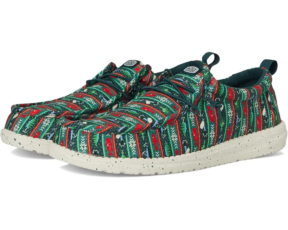Кроссовки Hey Dude Wally Fishmas Sweater с новогодним принтом и эластичными шнурками