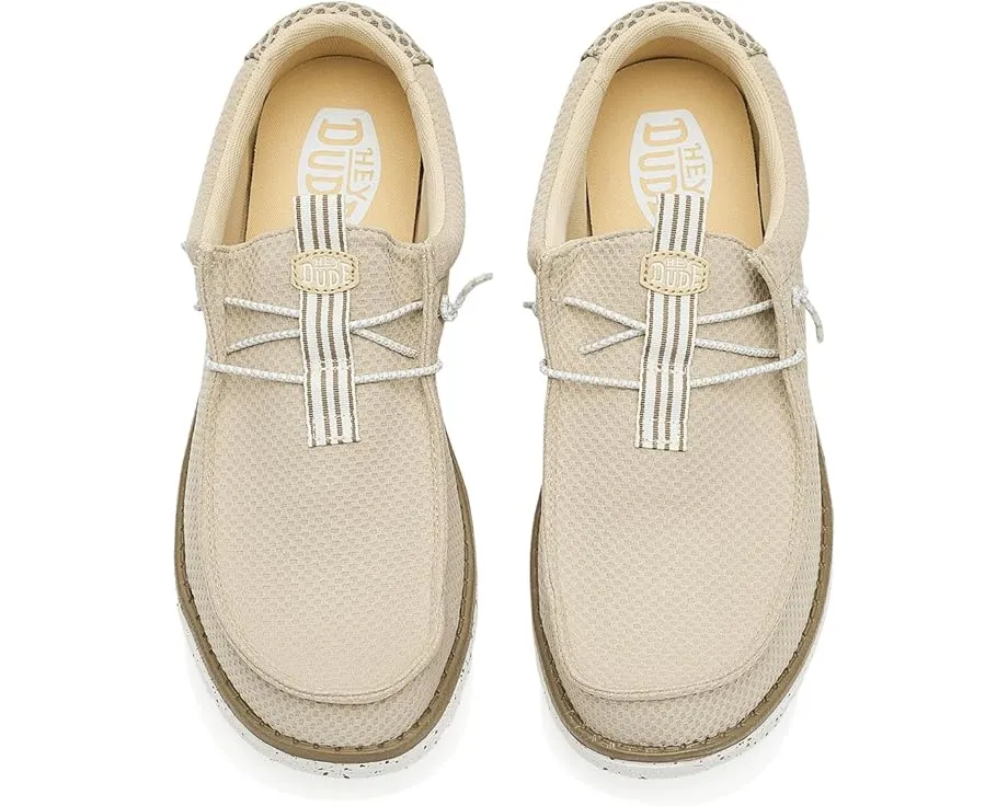 Кроссовки Hey Dude Wally Mesh Neutrals на шнурках-резинке с технологией Flex & Fold