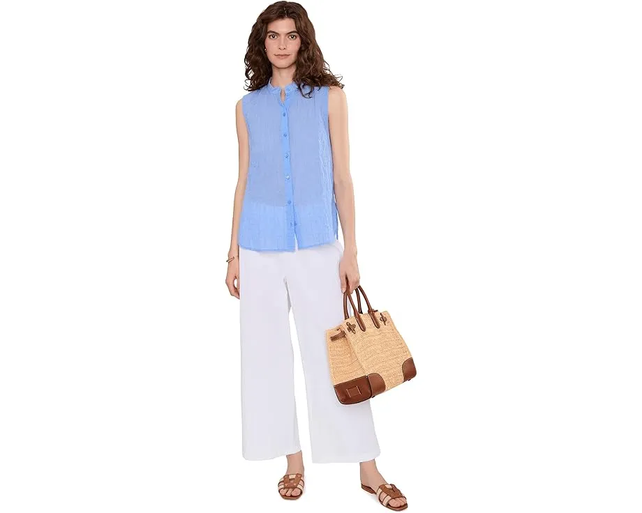 Рубашка Cotton Microstripe Eileen Fisher с воротником мандарин