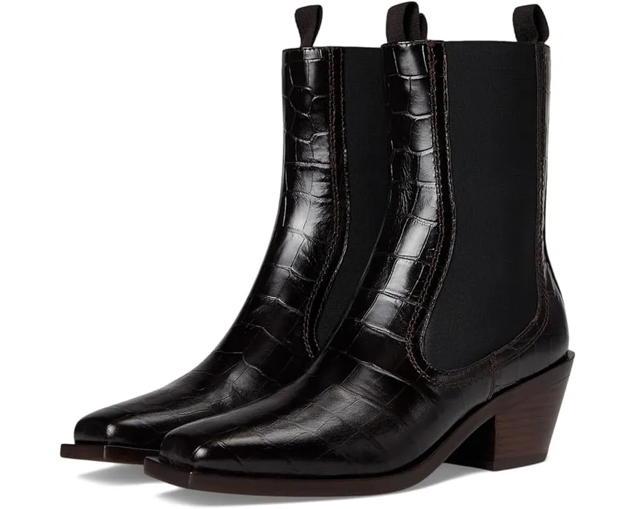 Ботинки Loeffler Randall Nat Midheel Western с квадратным носком и крокодиловым принтом