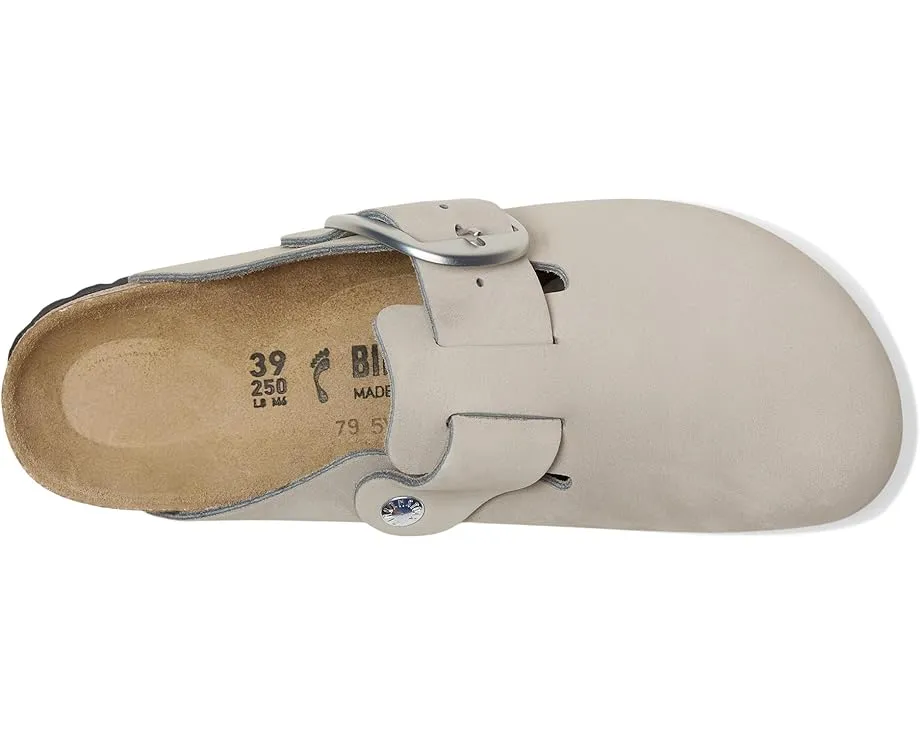 Клоги Birkenstock Boston Big Buckle из нубука с пробковой стелькой