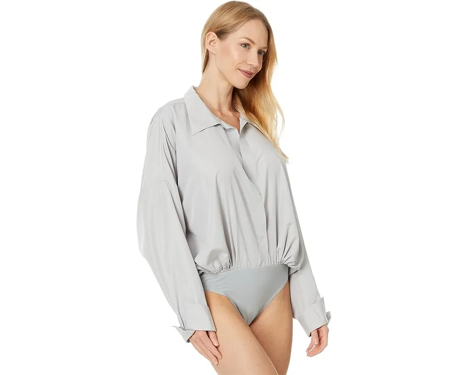 Боди Norma Kamali Super Oversized Boyfriend NK Shirt из хлопкового поплина на застежке-липучке