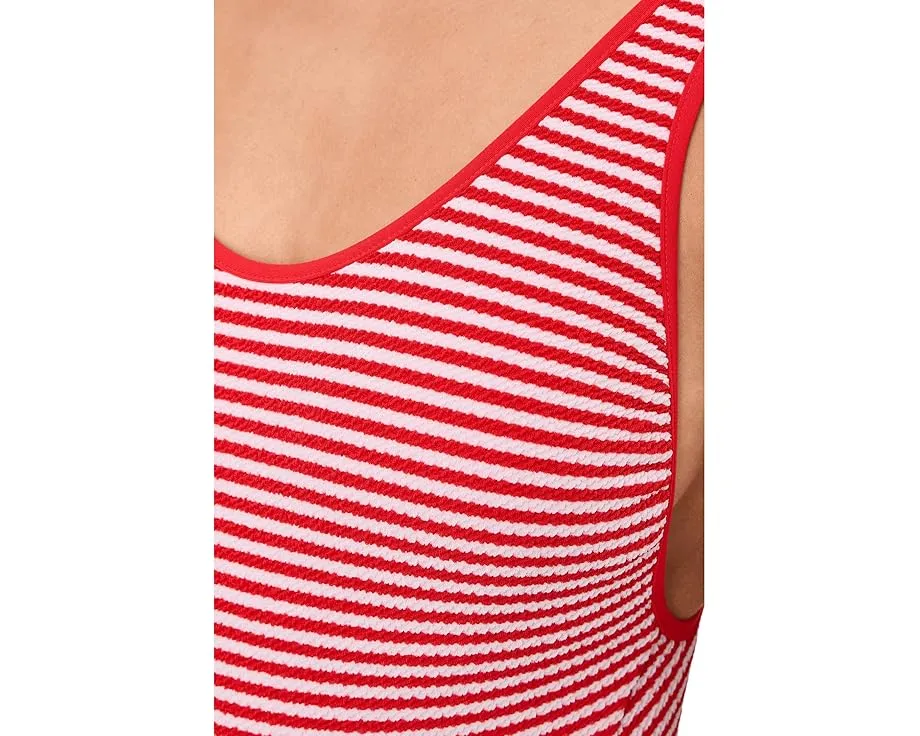 Купальник цельный Seafolly Club House Retro в полоску с контрастной окантовкой