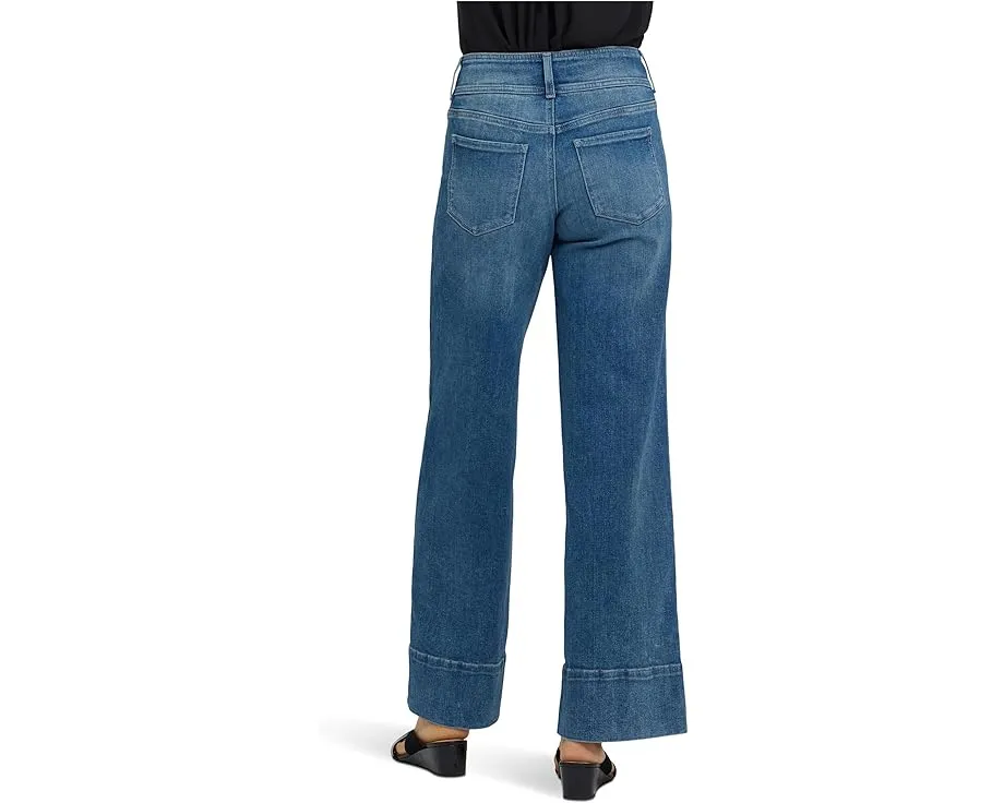 Широкие джинсы NYDJ с подворотом 4 дюйма (10.16 см) в принте Breezy Palms