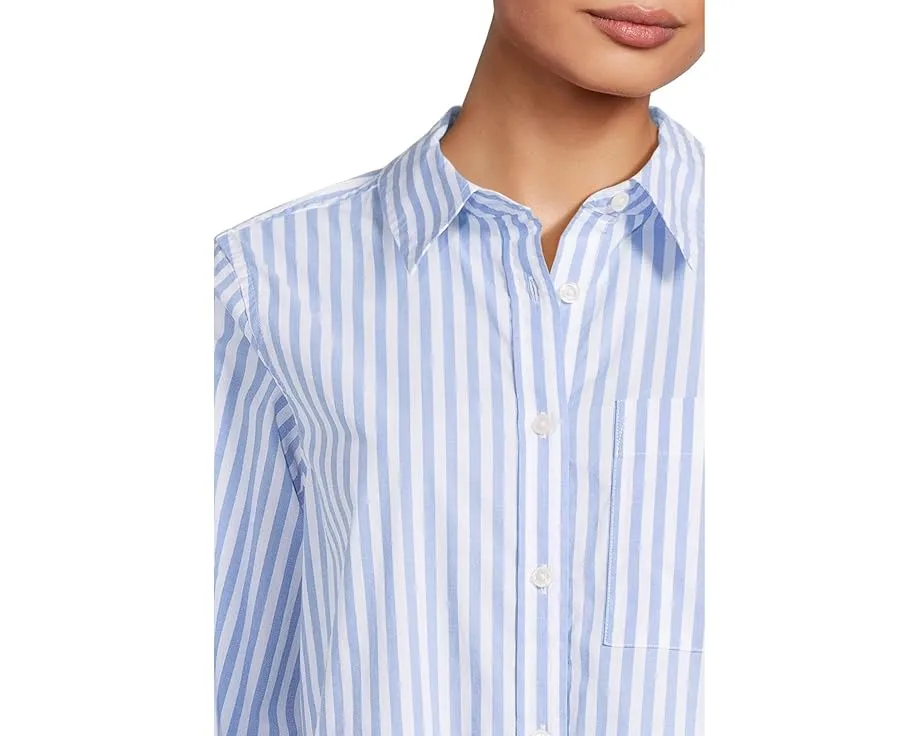 Хлопковая рубашка L.L.Bean Essential Poplin с длинным рукавом и накладным карманом