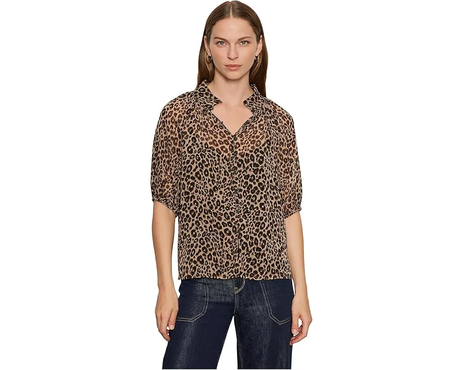 Блузка Sanctuary Keep Me Close с леопардовым принтом и короткими рукавами