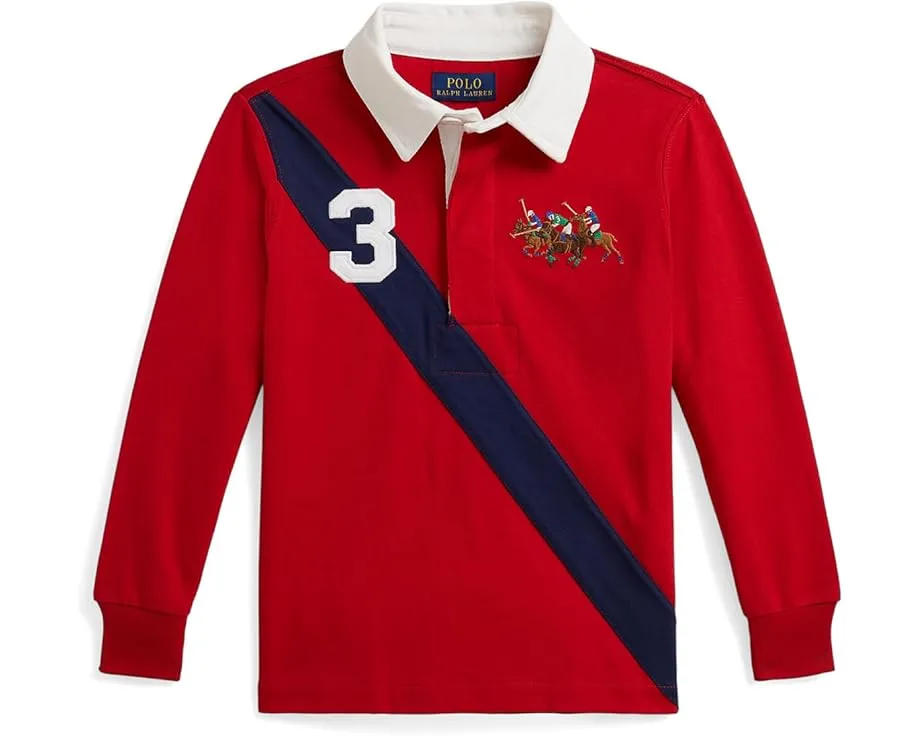 Рубашка-поло Polo Ralph Lauren Kids из хлопка с логотипом Triple-Pony и контрастным воротником