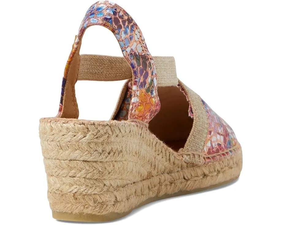Босоножки Telva-PM от Toni Pons с мозаичным принтом и клином эспадрильи