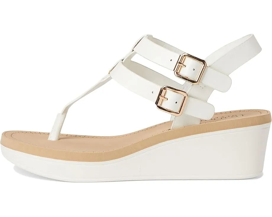 Сандалии Bianca на танкетке с Т-образным ремешком и пряжкой