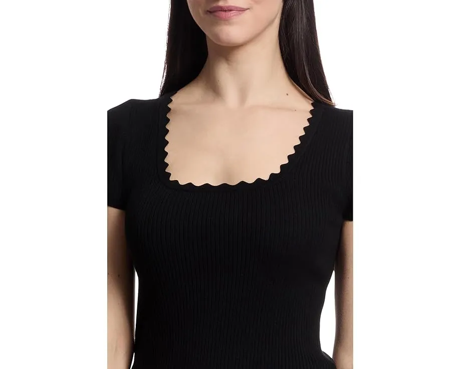 Свитер Lilla P с коротким рукавом и фигурным вырезом на шее