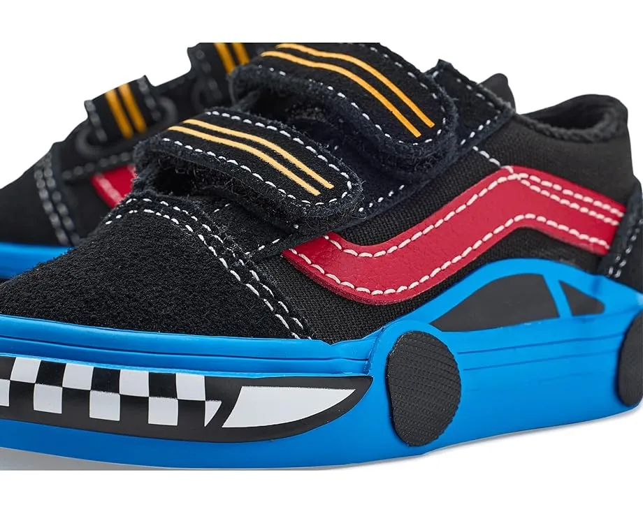 Детские кеды Vans Kids Old Skool V Car на липучке с усиленным мыском