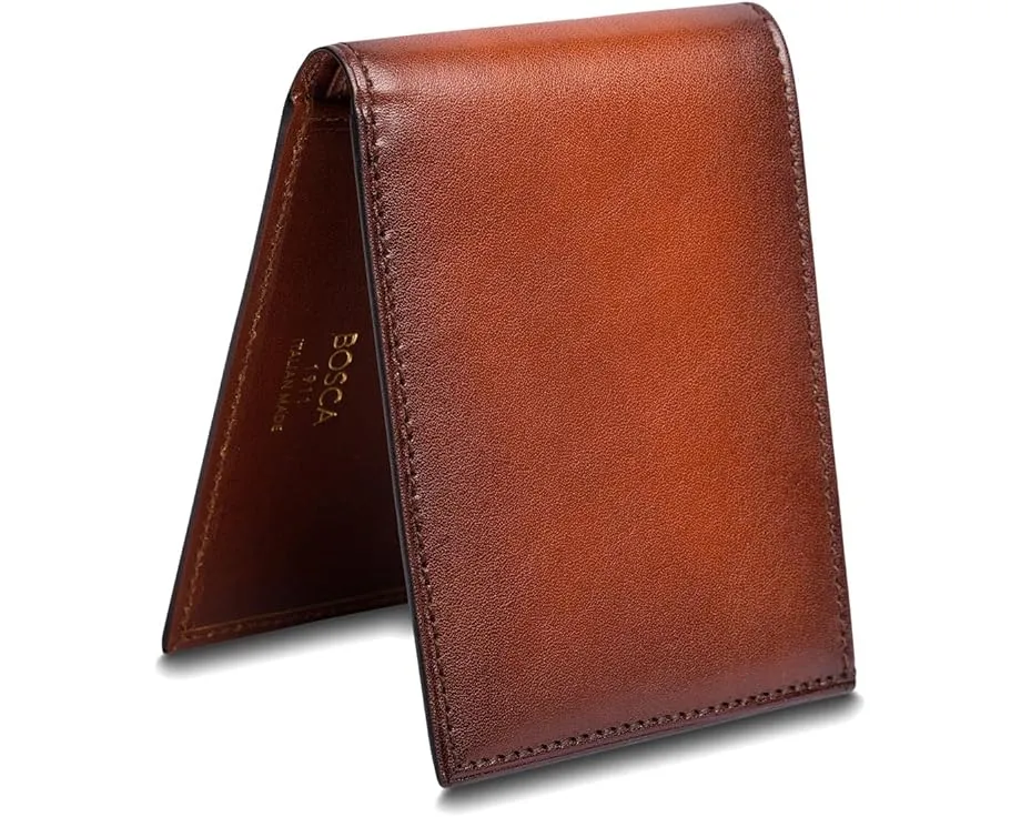 Маленький кожаный кошелек Bosca Hard Smoked с эффектом обжига и шестью отделениями