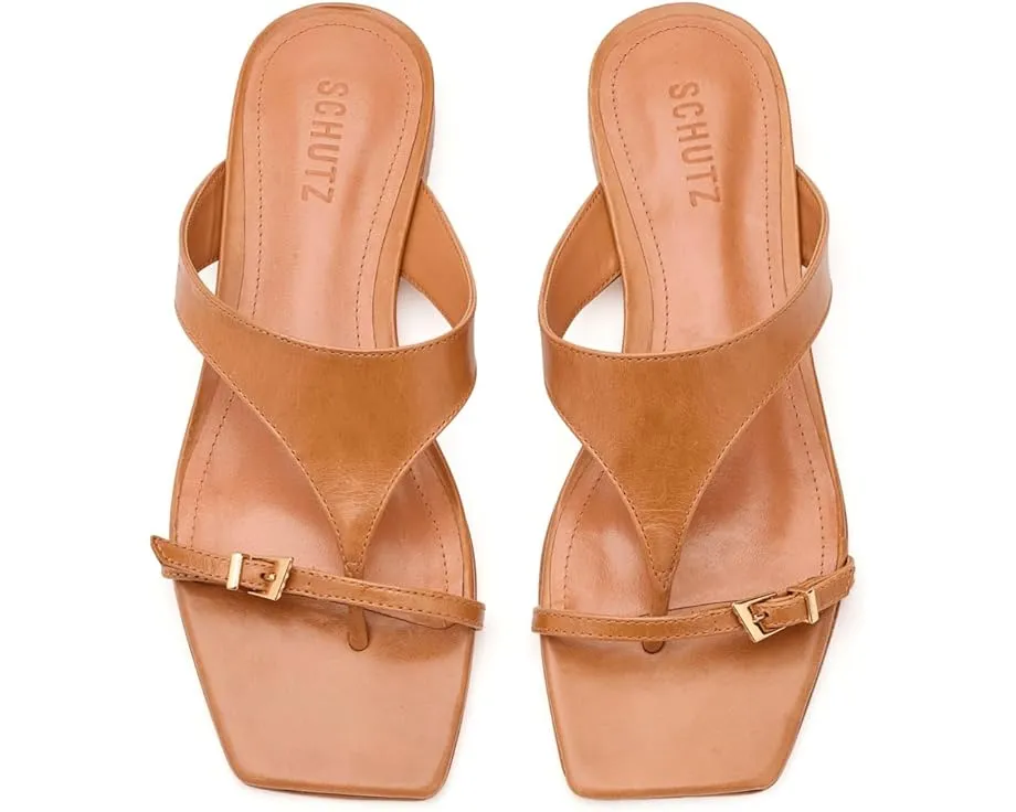 Schutz Плоские сандалии Tana Flat с квадратным носком и кожаной подкладкой