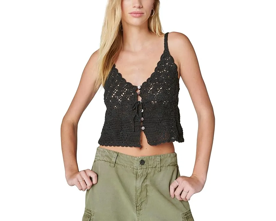 Топ Lucky Brand Crochet Tie Front с кружевной вязкой и завязками