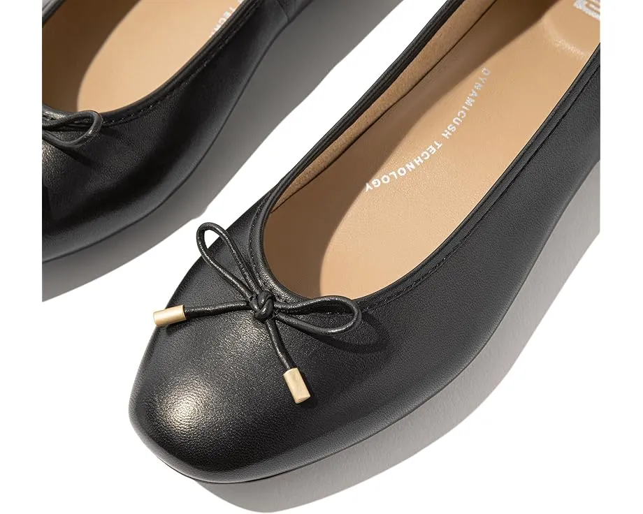 Балетки FitFlop Delicato Bow из мягкой кожи с квадратным носком