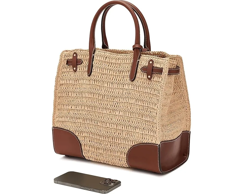 Woven Straw Medium Devyn Tote Bag
