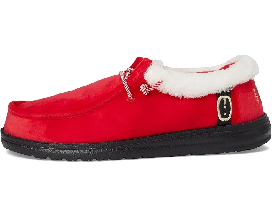 Лоферы Hey Dude Kids Wally Santa Claus для детей с эластичными шнурками и округлым носком